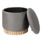 Stool-trunk Terina grey velvet D46x42cm - Image 2