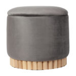 Stool-trunk Terina grey velvet D46x42cm
