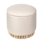 Stool-trunk Terina cream velvet D46x42cm
