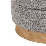 Stool-trunk Pelen grey teddy fabric with natural color mdf base D39x37cm - Image 3