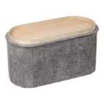 Stool-trunk Trebia grey fabric 76x38x38cm - Image 2