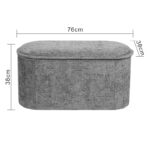 Stool-trunk Trebia grey fabric 76x38x38cm - Image 4