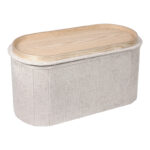 Stool-trunk Trebia cream fabric 76x38x38cm - Image 2