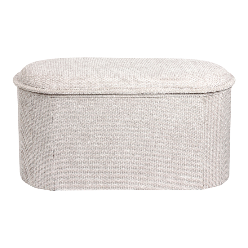 257-000052 Stool-trunk Trebia cream fabric 76x38x38cm - Image 1