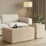 Coffee tables set 2pcs Sandu mdf in travertine look