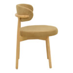 Luben chair brown fabric - rubberwood in natural shade 53x54x79cm - Image 4