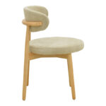 Luben chair beige fabric - rubberwood in natural shade 53x54x79cm - Image 4