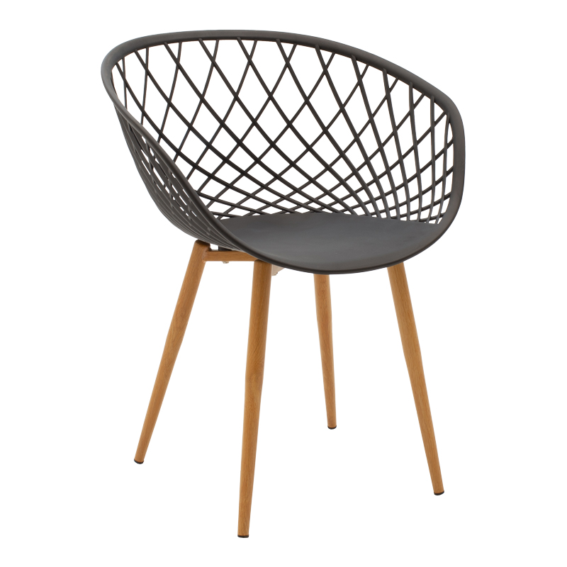 270-000071 Armchair Ezra anthracite pp-natural color metal leg 62.5x56x82cm - Image 1