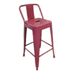 Mid-height Bar stool with backrest Utopia metal terracotta 42x42x86cm