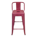 Mid-height Bar stool with backrest Utopia metal terracotta 42x42x86cm - Слика 3