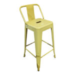 Mid-height Bar stool with backrest Utopia metal yellow 42x42x86cm