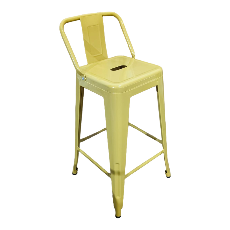 270-000081 Mid-height Bar stool with backrest Utopia metal yellow 42x42x86cm - Слика 1