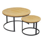 Coffee table Solme I 2pcs in natural shade - black metal legs - Слика 2