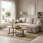 Coffee table Solme I 2pcs in natural shade - black metal legs