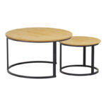 Coffee table Solme I 2pcs in natural shade - black metal legs - Слика 3