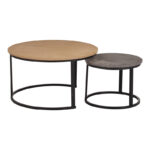 Coffee tables Solme I set 2pcs oak with antique grey and black metal legs - Слика 2