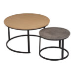 Coffee tables Solme I set 2pcs oak with antique grey and black metal legs - Слика 3