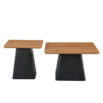 Square coffee tables set of 2 pcs black metal-mdf in natural shade - Слика 3