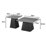 Square coffee tables set of 2 pcs black metal-mdf in natural shade - Слика 4