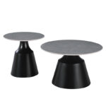 Sculpt coffee tables set of 2 black metal-sintered stone gray marble - Слика 2