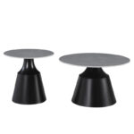 Sculpt coffee tables set of 2 black metal-sintered stone gray marble - Слика 3