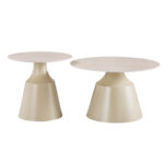 Sculpt coffee tables set of 2 cappuccino metal-sintered stone in traverten look - Image 3