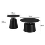 Sculpt coffee tables set of 2 cappuccino metal-sintered stone in traverten look - Image 4