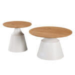 Parquet coffee tables set of 2 white metal- mdf in natural shade - Слика 2