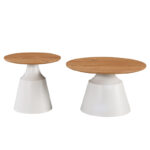 Parquet coffee tables set of 2 white metal- mdf in natural shade - Слика 3
