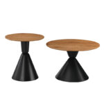 Obsidian coffee tables set of 2 black metal- mdf in natural shade - Слика 3