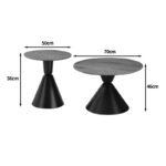 Obsidian coffee tables set of 2 black metal- mdf in natural shade - Слика 4