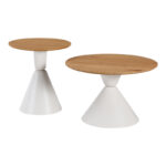 Obsidian coffee tables set of 2 white metal- mdf in natural shade - Слика 2