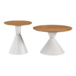 Obsidian coffee tables set of 2 white metal- mdf in natural shade - Слика 3