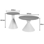 Obsidian coffee tables set of 2 white metal- mdf in natural shade - Слика 4