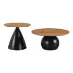 Coffee tables Caple set of 2 black metal- mdf in natural shade - Слика 3