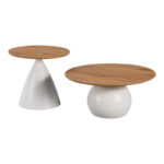Coffee tables Caple set of 2 white metal- mdf in natural shade - Слика 2