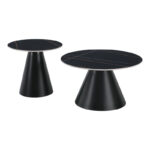 Duoma coffee tables set of 2 black metal - black marble - Слика 2