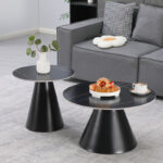 Duoma coffee tables set of 2 black metal - black marble