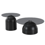 Coffee tables Barel set of 2 black metal-black smoke glass - Слика 2