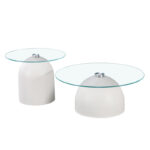 Coffee tables Barel set of 2 white metal- clear glass - Слика 2
