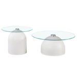 Coffee tables Barel set of 2 white metal- clear glass - Слика 3