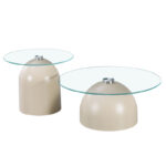 Coffee tables Barel set of 2 cappuccino metal- clear glass - Слика 2