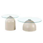 Coffee tables Barel set of 2 cappuccino metal- clear glass - Слика 3