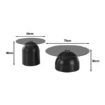 Coffee tables Barel set of 2 cappuccino metal- clear glass - Слика 4