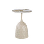 Side table Amphora cappuccino metal-marble-look travertine D40x60cm - Image 2