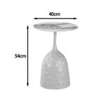 Side table Amphora cappuccino metal-marble-look travertine D40x60cm - Image 3