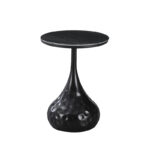 Gala side table black metal - black marble D40x60cm - Image 2