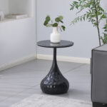 Gala side table black metal - black marble D40x60cm