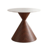 Horas table, walnut metal - white with marble effect, D80x75cm - Image 2