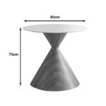 Horas table, walnut metal - white with marble effect, D80x75cm - Image 3